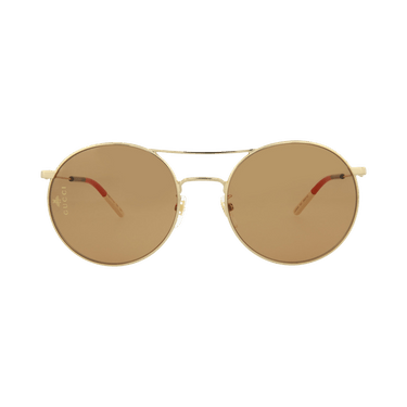 Gucci Round-Frame Metal Sunglasses — Gold