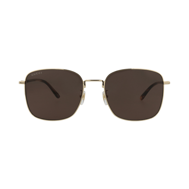 Gucci Square-Frame Metal Sunglasses — Gold