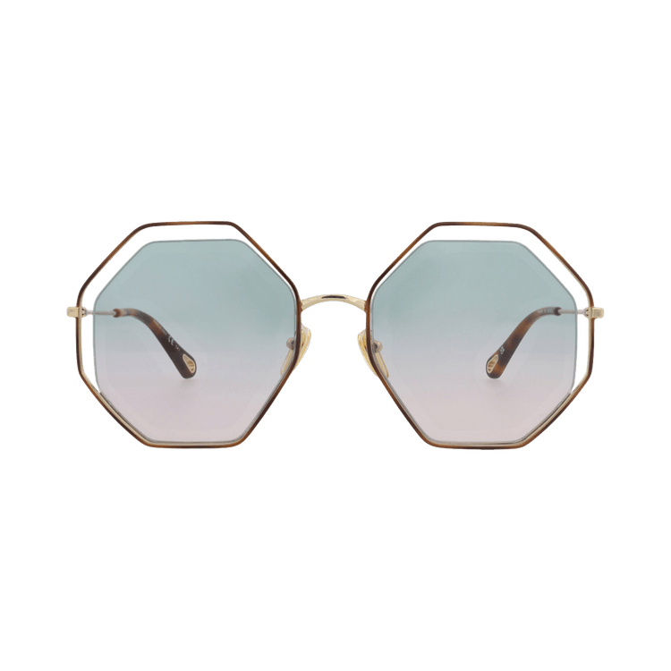 Chloé Square-Frame Metal Sunglasses — Brown
