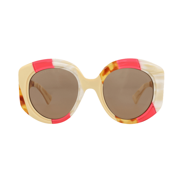 Gucci Round-Frame Recycled Acetate Sunglasses — Brown