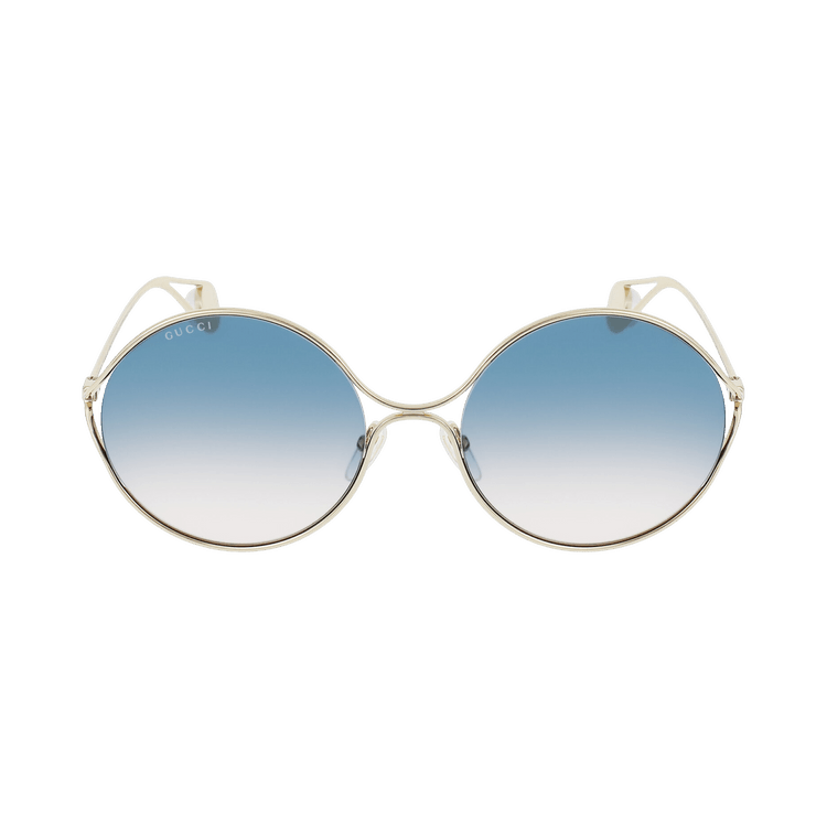 Gucci Round-Frame Metal Sunglasses — Gold