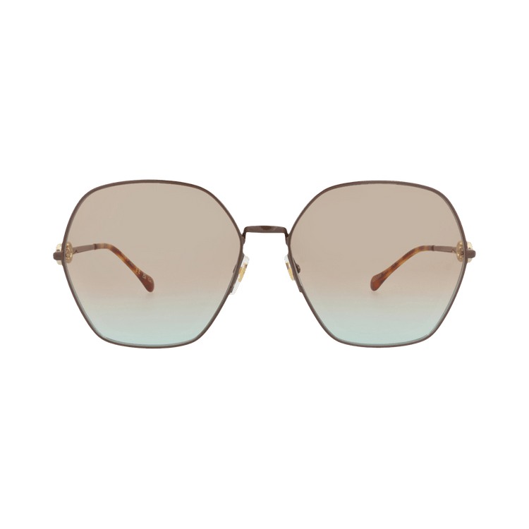 Gucci Square-Frame Metal Sunglasses — Brown