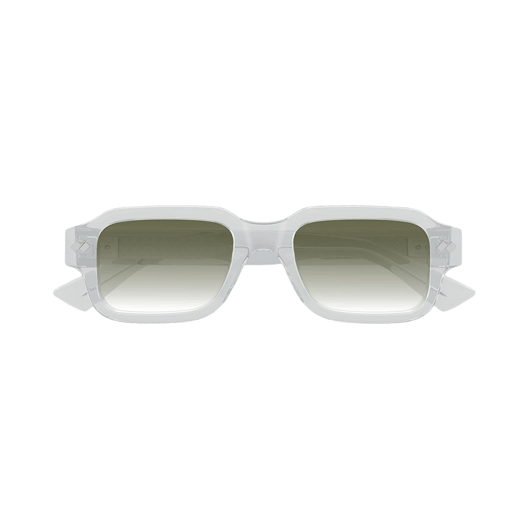 Bottega Veneta Intrecciato Rectangular Sunglasses — Grey