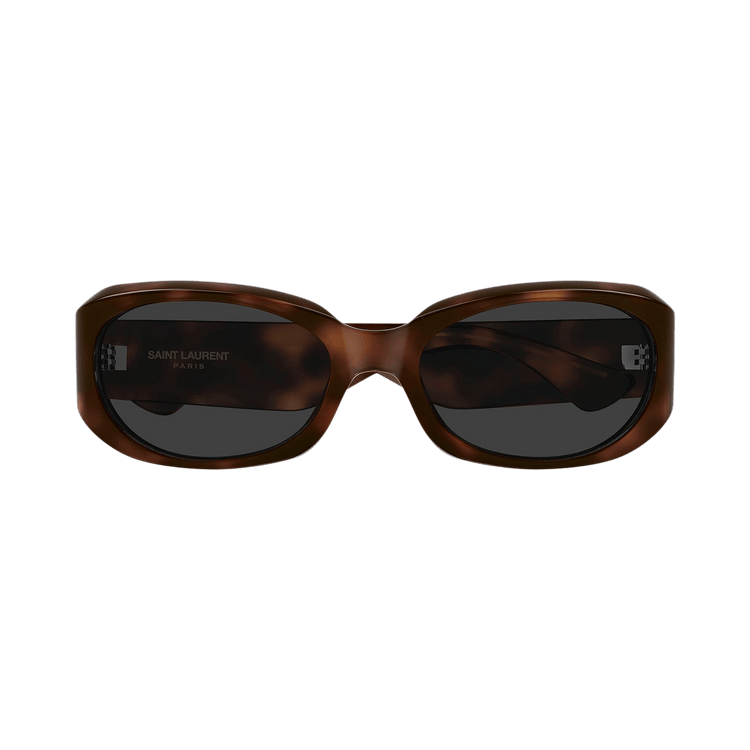 Saint Laurent Oval Tortoiseshell Sunglasses — Brown
