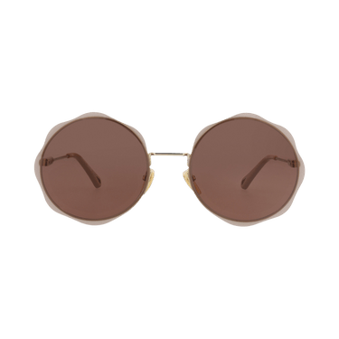 Chloé Round-Frame Metal Sunglasses — Gold