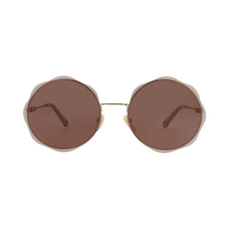 Chloé Round-Frame Metal Sunglasses — Gold