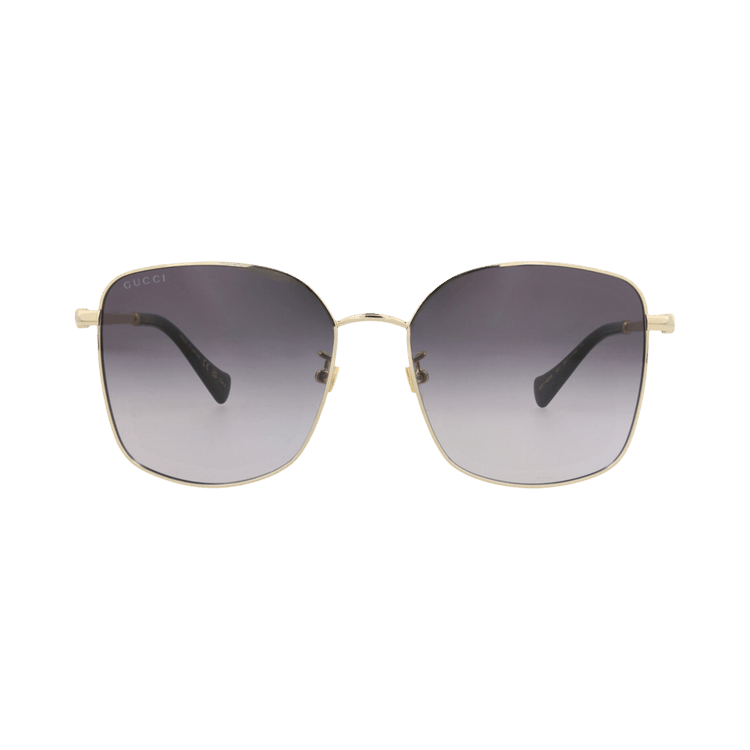 Gucci Square-Frame Metal Sunglasses — Gold