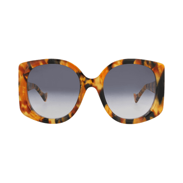 Gucci Round-Frame Recycled Acetate Sunglasses — Brown