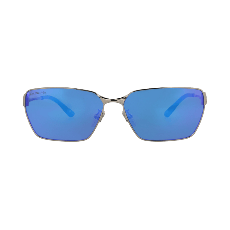 Balenciaga Square-Frame Metal Sunglasses — Silver