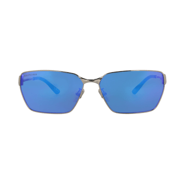 Balenciaga Square-Frame Metal Sunglasses — Silver