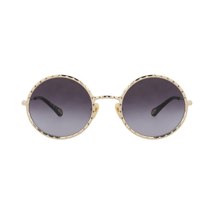 Chloé Round-Frame Metal Sunglasses — Gold