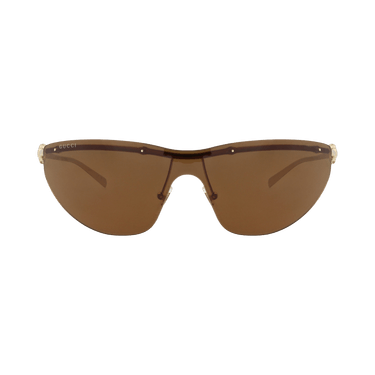 Gucci Shield-Frame Metal Sunglasses — Gold