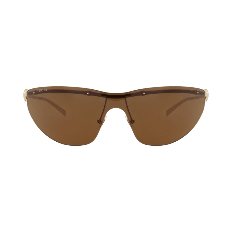 Gucci Shield-Frame Metal Sunglasses — Gold