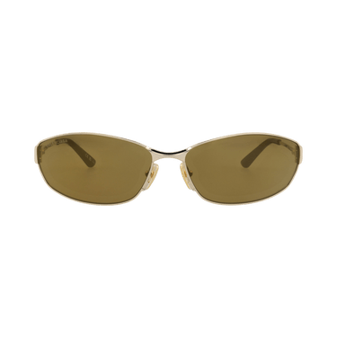 Balenciaga Square-Frame Metal Sunglasses — Gold