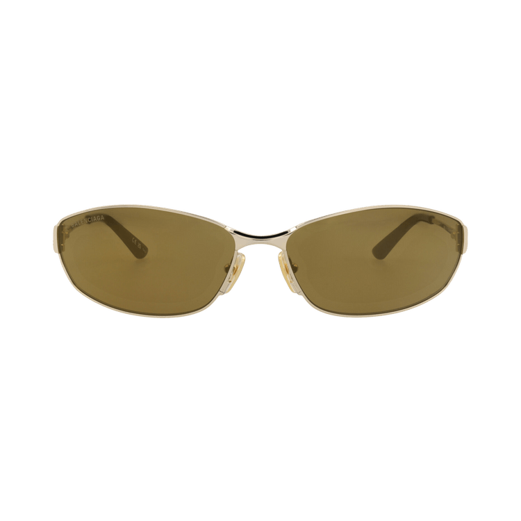 Balenciaga Square-Frame Metal Sunglasses — Gold