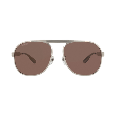 Gucci Aviator-Frame Metal Sunglasses — Silver