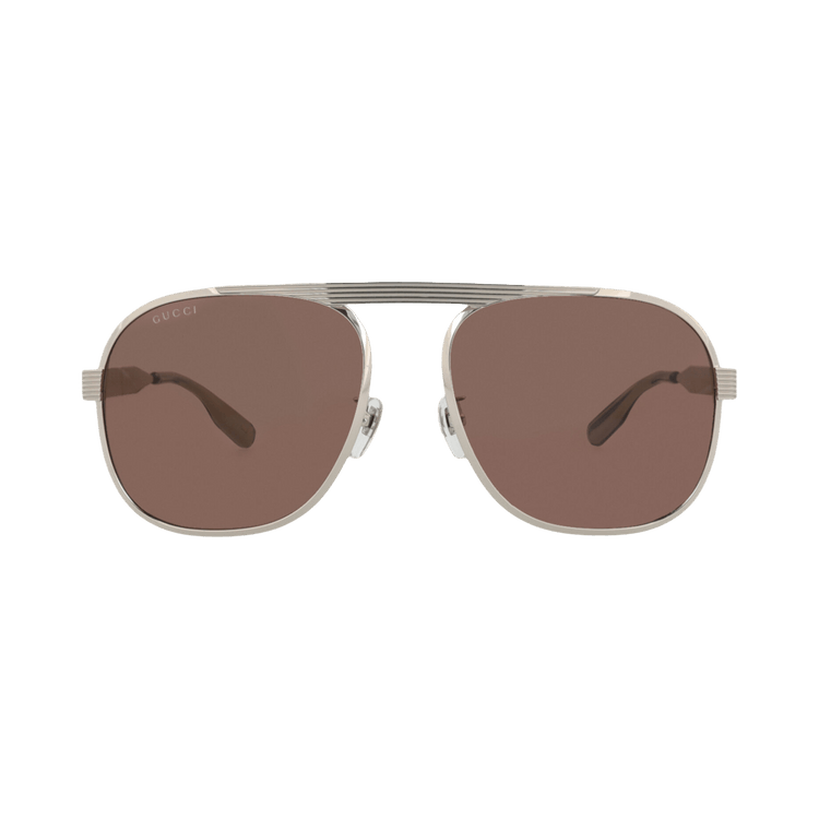 Gucci Aviator-Frame Metal Sunglasses — Silver