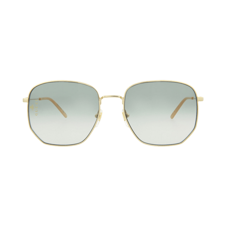 Gucci Square-Frame Metal Sunglasses — Gold