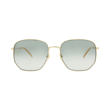 Gucci Square-Frame Metal Sunglasses — Gold