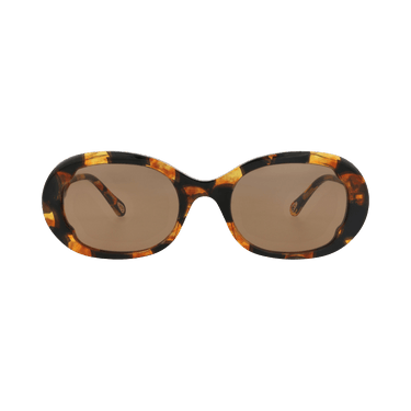 Chloé Round-Frame Recycled Acetate Sunglasses — Brown