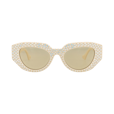 Gucci Cat Eye-Frame Recycled Acetate Sunglasses — Cream