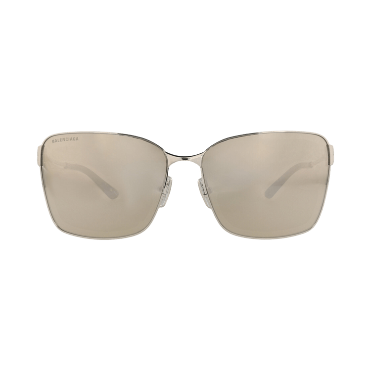 Balenciaga Square-Frame Metal Sunglasses — Silver
