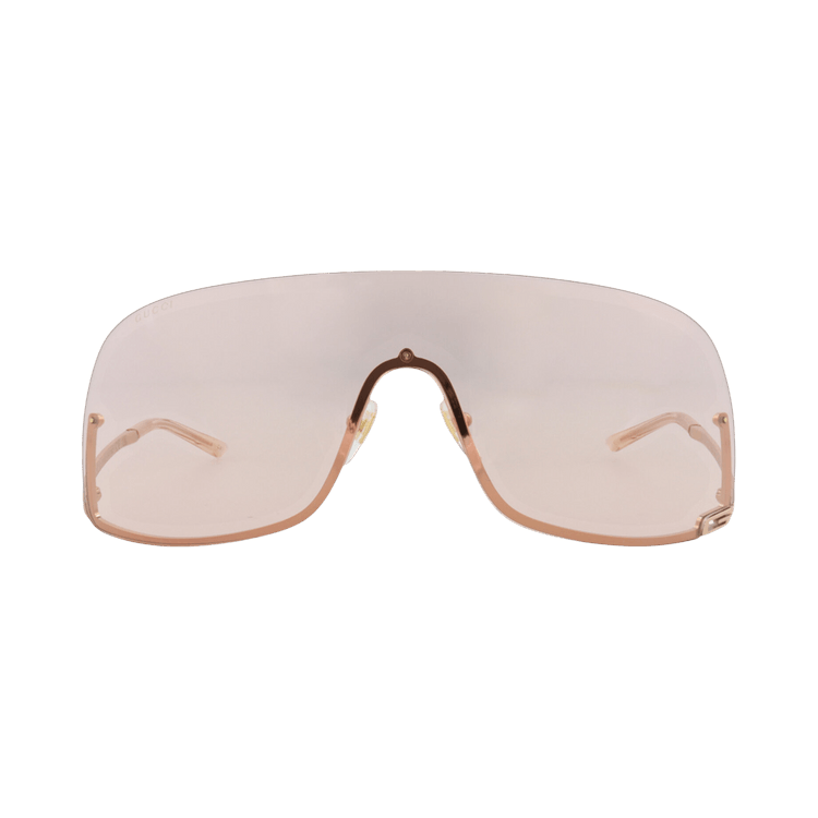 Gucci Shield-Frame Metal Sunglasses — Gold