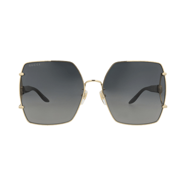 Gucci Square-Frame Metal Sunglasses — Gold