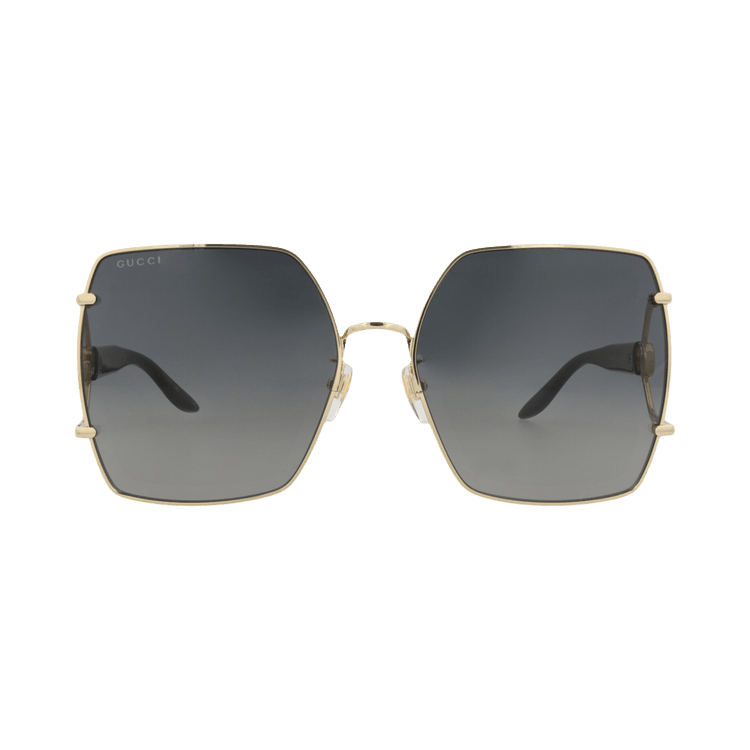 Gucci Square-Frame Metal Sunglasses — Gold