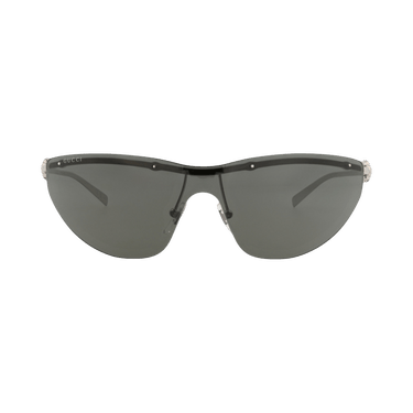 Gucci Shield-Frame Metal Sunglasses — Silver