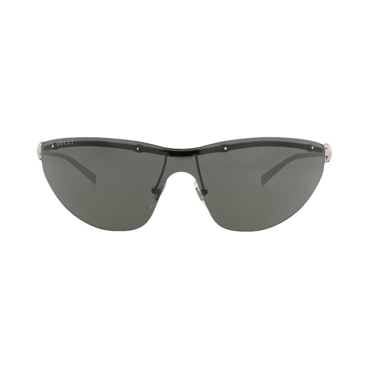 Gucci Shield-Frame Metal Sunglasses — Silver