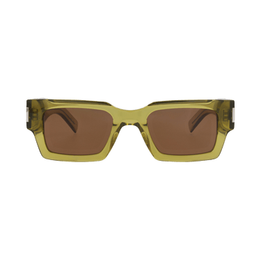 Saint Laurent Square-Frame Recycled Acetate Sunglasses — Green