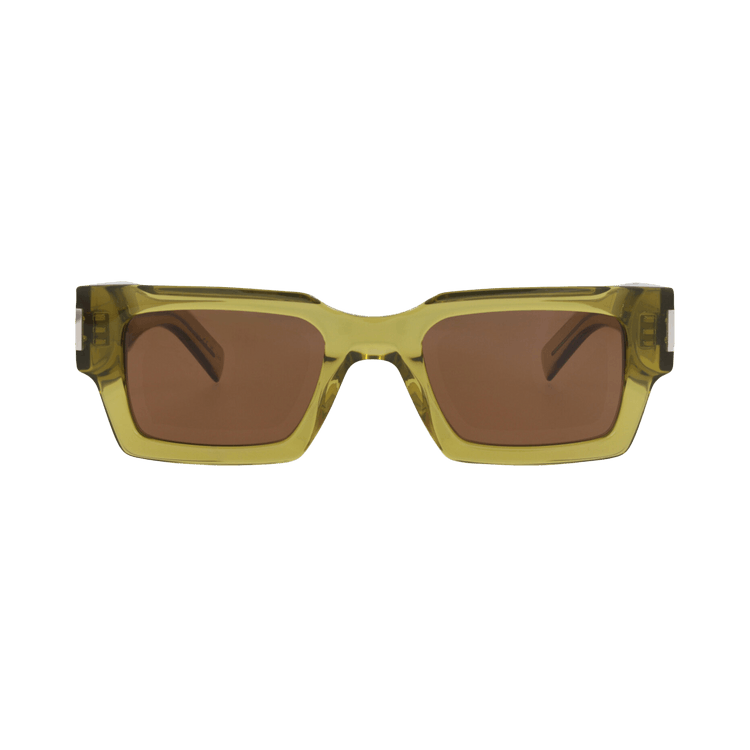 Saint Laurent Square-Frame Recycled Acetate Sunglasses — Green