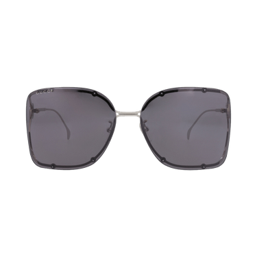 Gucci Square-Frame Metal Sunglasses — Silver