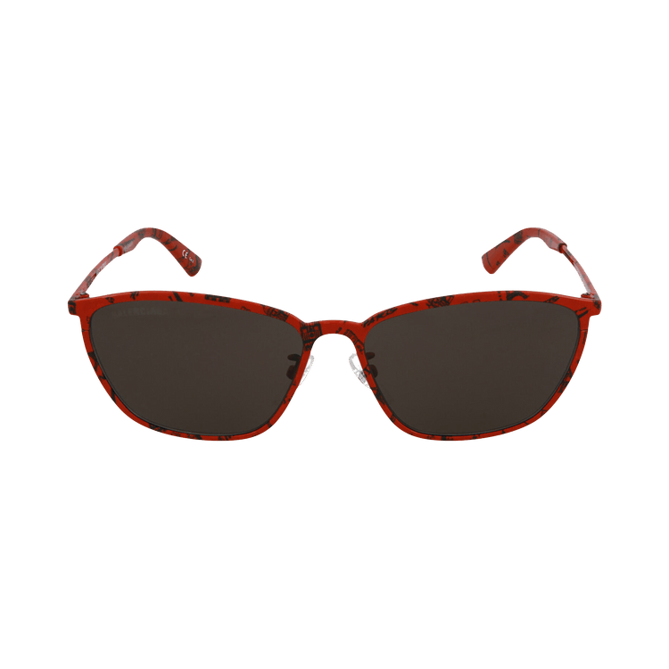Balenciaga Square-Frame Metal Sunglasses — Red