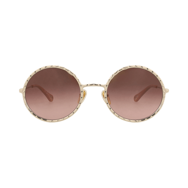 Chloé Round-Frame Metal Sunglasses — Gold