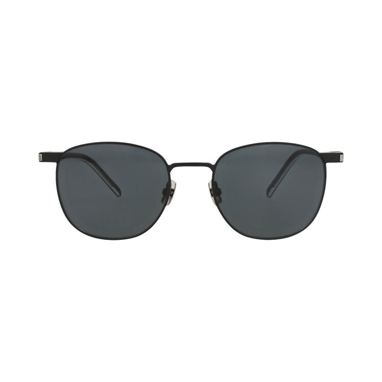 Saint Laurent Round-Frame Metal Sunglasses — Black