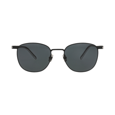 Saint Laurent Round-Frame Metal Sunglasses — Black