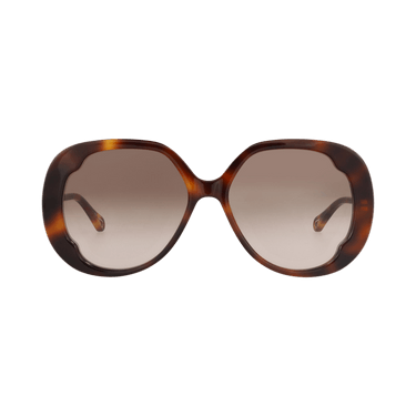 Chloé Round-Frame Recycled Acetate Sunglasses — Brown