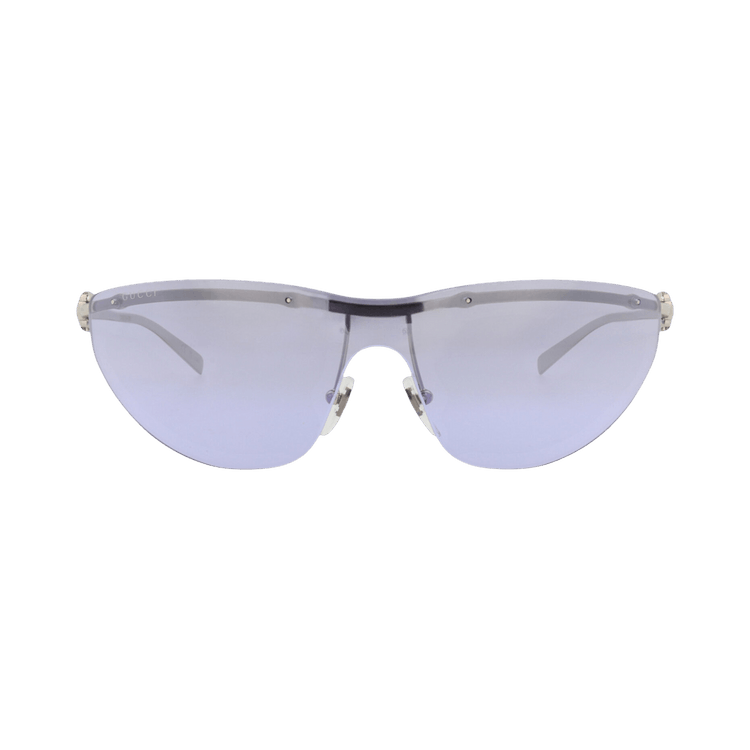 Gucci Shield-Frame Metal Sunglasses — Silver