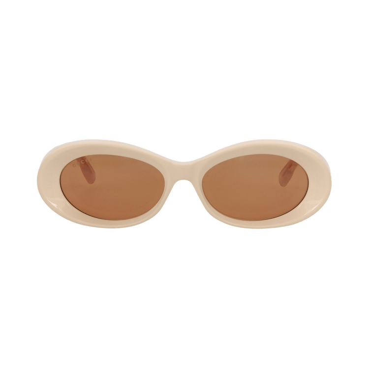 Gucci Round-Frame Recycled Acetate Sunglasses — Cream