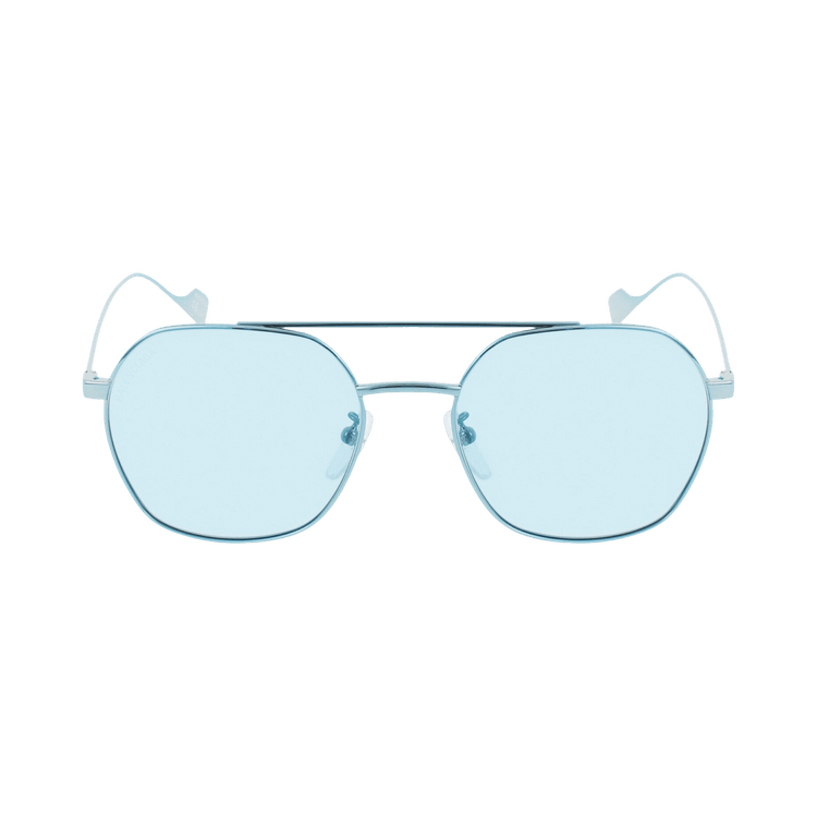 Balenciaga Aviator-Frame Metal Sunglasses — Blue