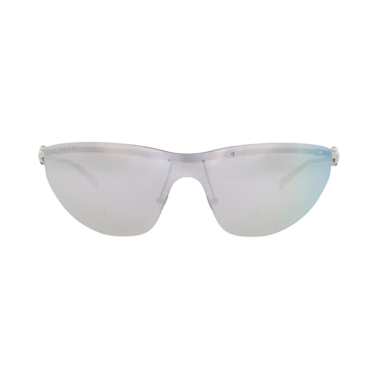 Gucci Shield-Frame Metal Sunglasses — Silver
