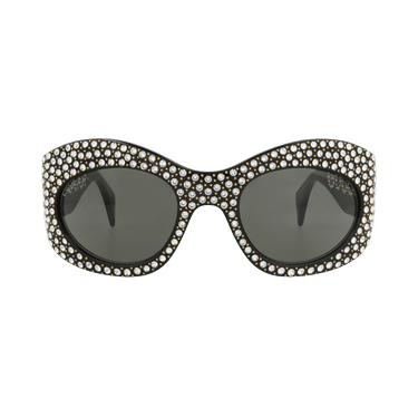 Gucci Shield-Frame Recycled Acetate Sunglasses — Black