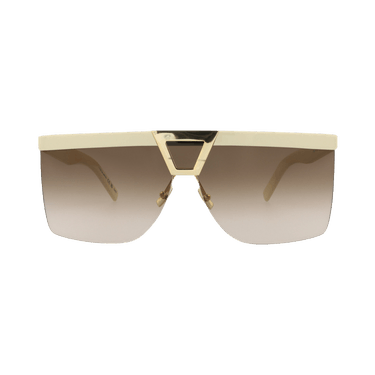 Saint Laurent Shield-Frame Acetate Sunglasses — Cream