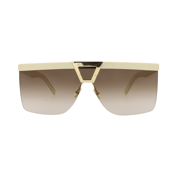 Saint Laurent Shield-Frame Acetate Sunglasses — Cream