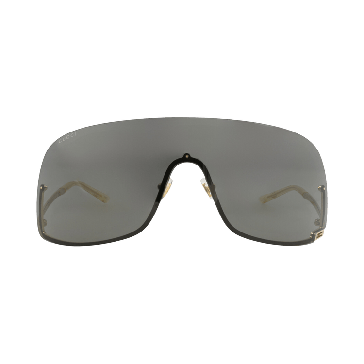 Gucci Shield-Frame Metal Sunglasses — Gold