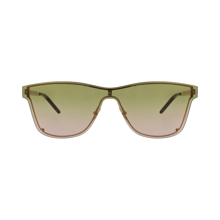 Saint Laurent Shield-Frame Metal Sunglasses — Gold