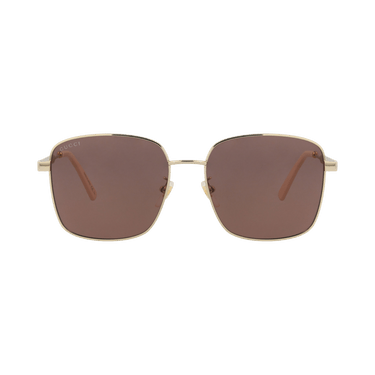 Gucci Square-Frame Metal Sunglasses — Gold