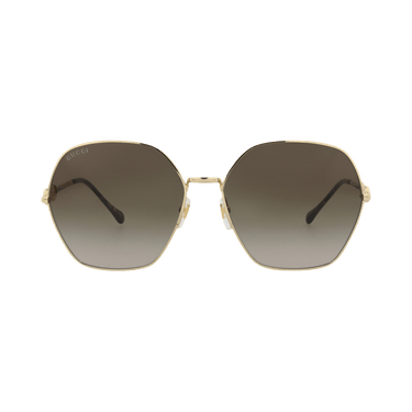 Gucci Square-Frame Metal Sunglasses — Gold